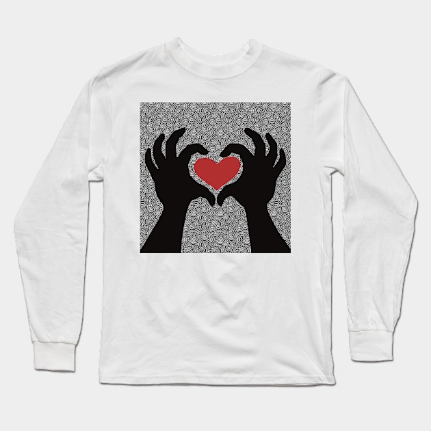 Hands making the sign of love, a red heart Long Sleeve T-Shirt by marina63